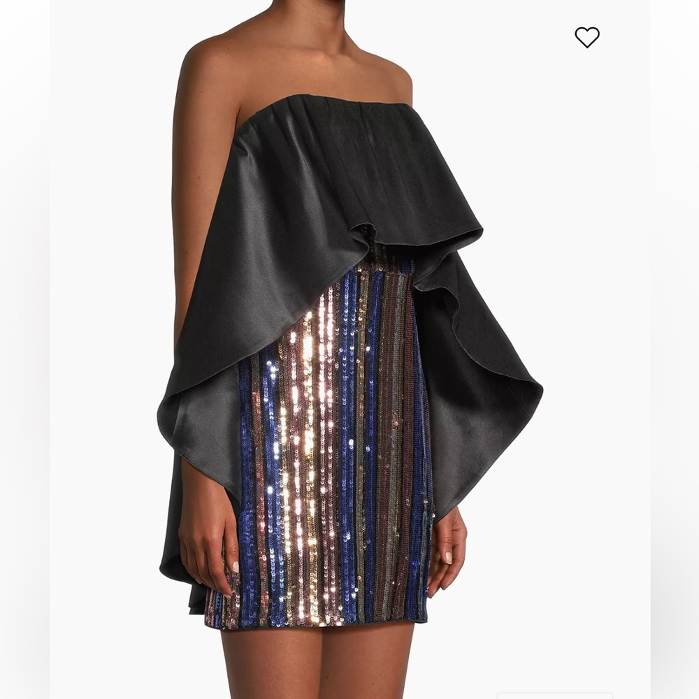 One33 Social Elegant Black Cape Dress with Multicolor Sequins size 4 - Picture 3 of 7